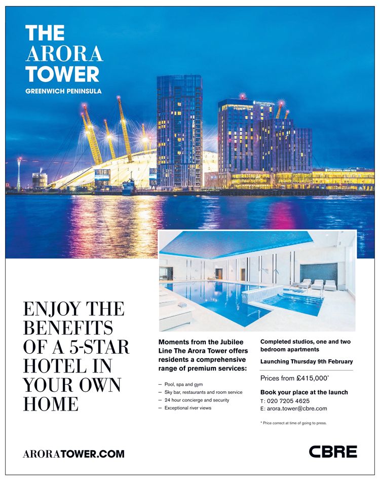 The Arora Tower in Greenwich Peninsula SE10 Homes & Property Ad