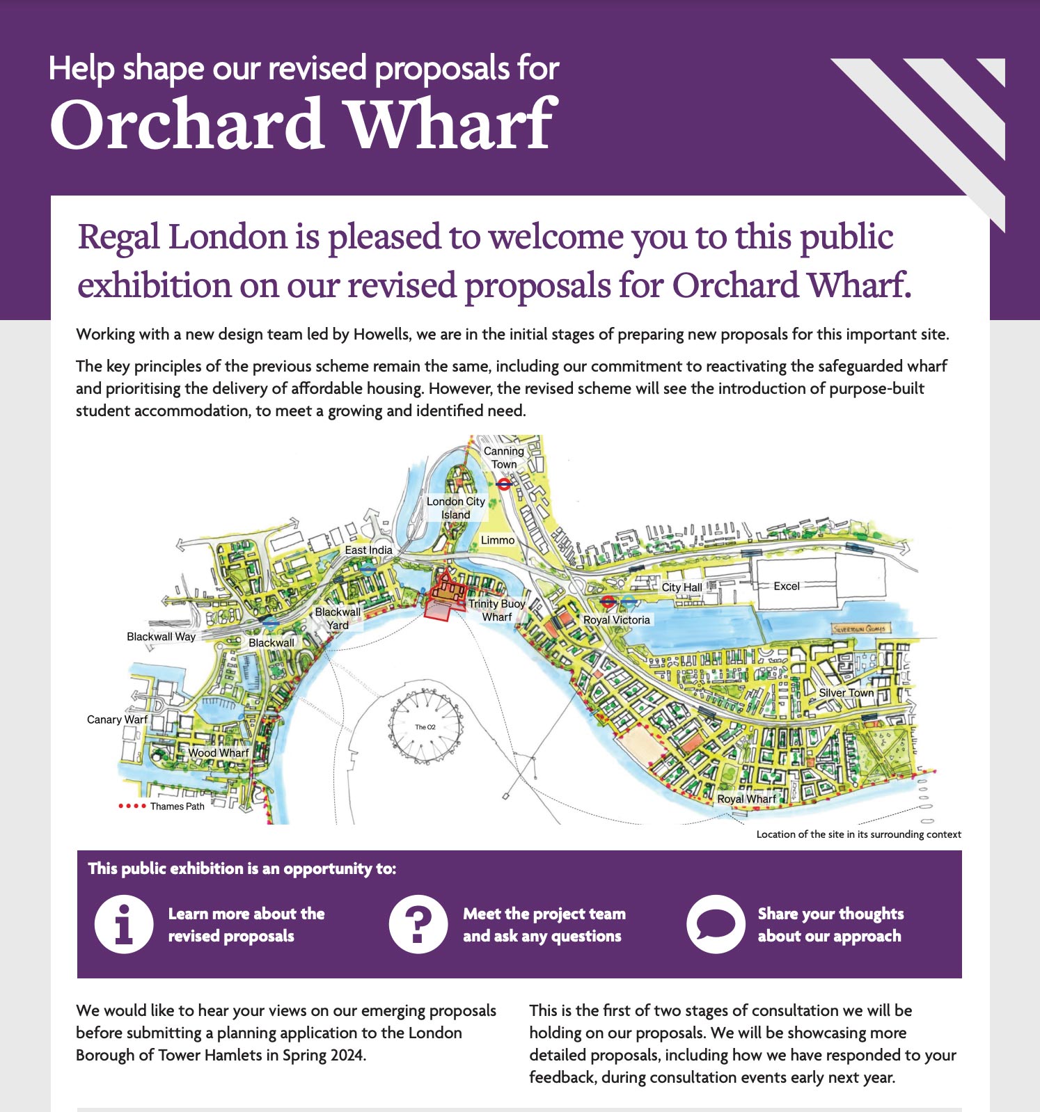Public Consultation for Orchard Wharf
