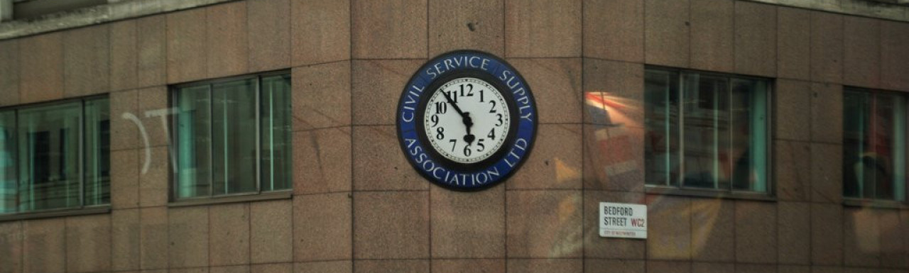 Civil Service Supply Association Ltd clock at 425 Strand in London WC2.