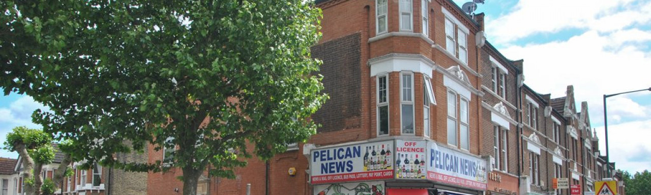 Pelican News on the corner of Keslake Road and Chamberlayne Road in London NW6.