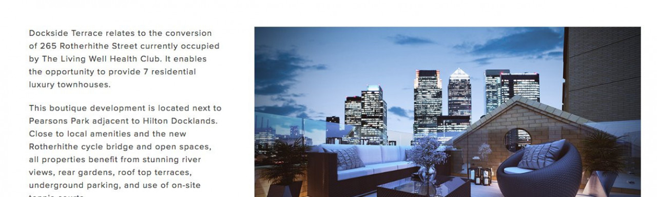 Dockside Terrace on London Development Group's website at londondg.co.uk; screen capture.