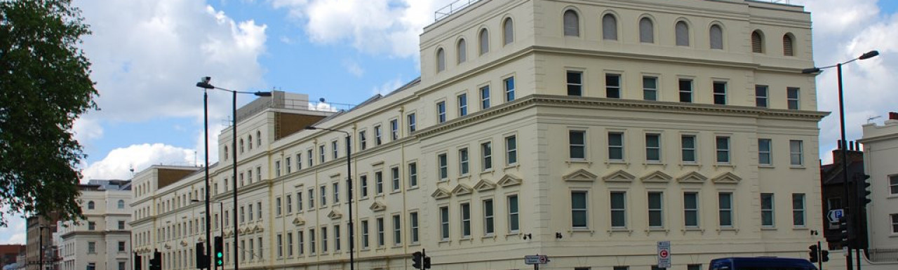1 Bessborough Gardens, view to the building from Grosvenor Road