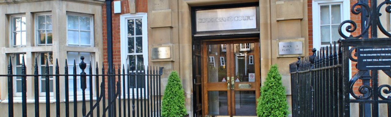 Entrance to Coleherne Court on Old Brompton Road in London SW5
