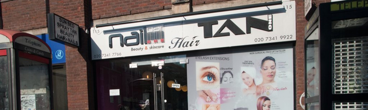 Beauty salon Tan One, Nail Bar, Hair on the ground floor at 115 Earls Court Road