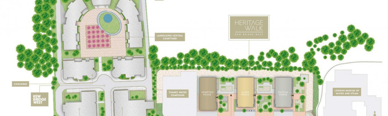 Site plan of Heritage Walk by St James from the development brochure at berkeley.com; screen capture