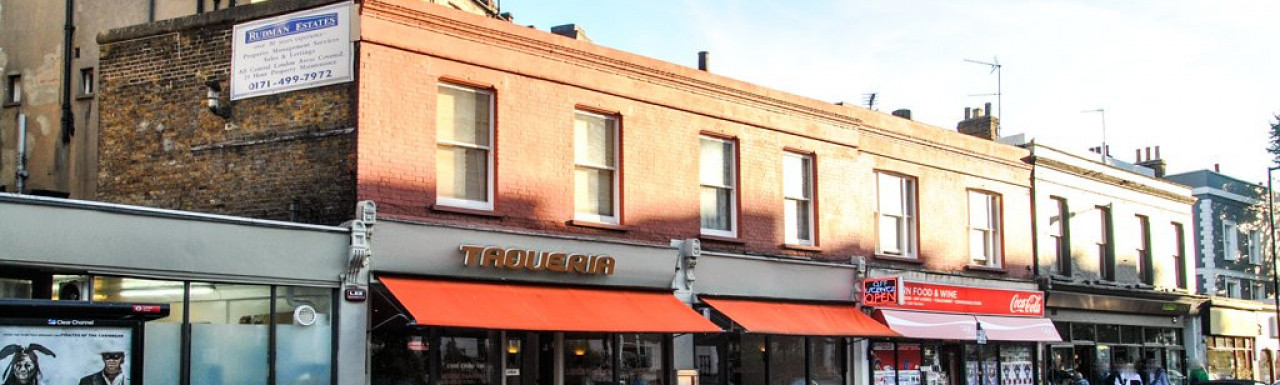 Taqueria restaurant at 141-145 Westbourne Grove building in Notting Hill, London W11.
