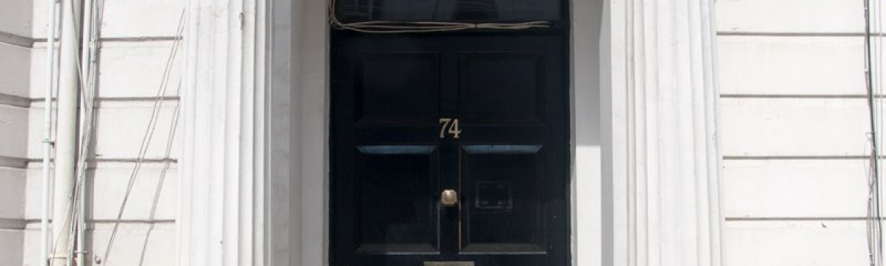 Front porch at 74 Gloucester Terrace in Bayswater, London W2.
