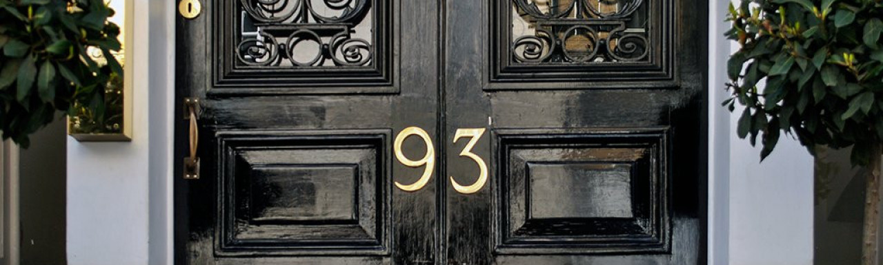 Close-up of the 93 Harley Street front door.