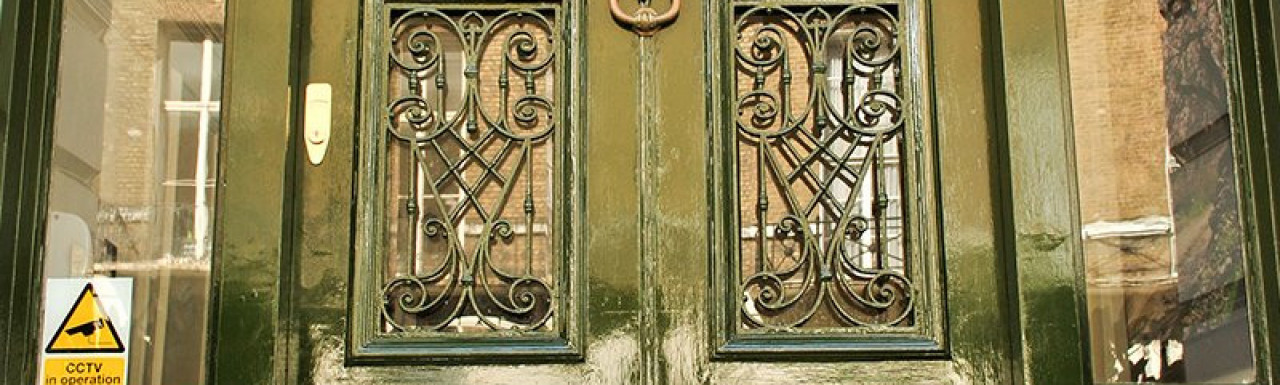 Front door at 97 Harley Street in Marylebone, London W1.
