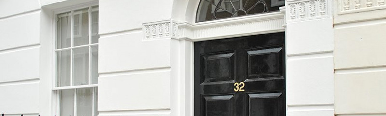 Entance to 32 Manchester Street in Marylebone, London W1