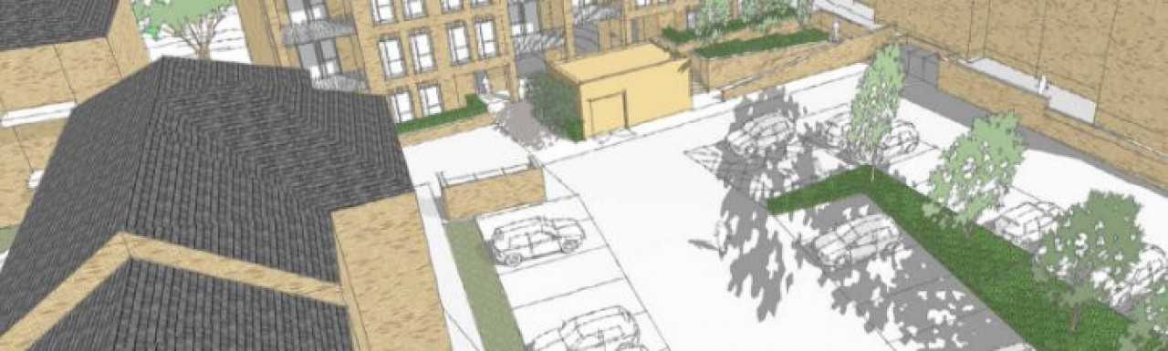 CGI of Basing Way residential development by Opendoor Homes in London N3. Screen capture from opendoorhomes.org.