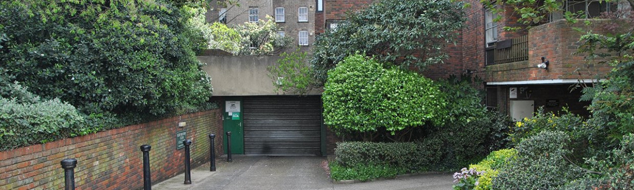 Driveway to the garage underneath Palmerston House in Kensington, London W8.