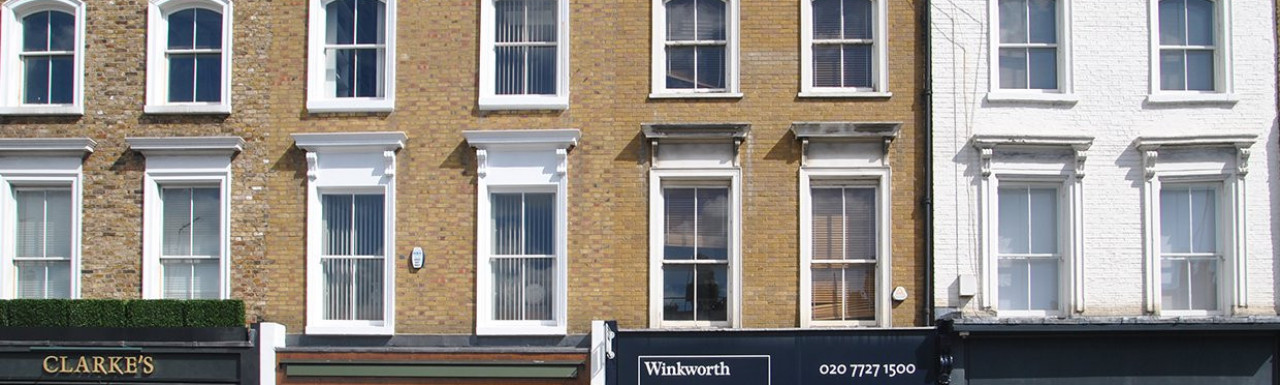Estate agent Winkworth's office at 118 Kensington Church Street in Kensington, London W8.