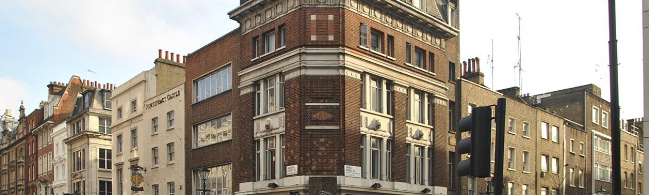 77 Wigmore Street building on the corner of Wigmore Street and James Street in 2014.