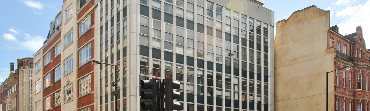View from Great Portland Street to 23-35 Great Titchfield Street building in 2012.