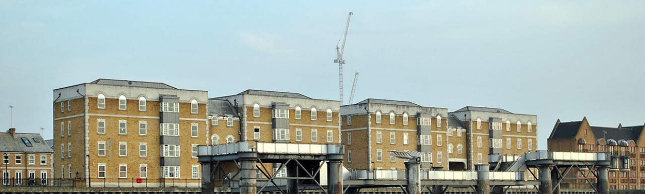 From the left - Mountbatten Court, Columbus Court, Cook Court and Horatio Court on the banks of the River Thames.
