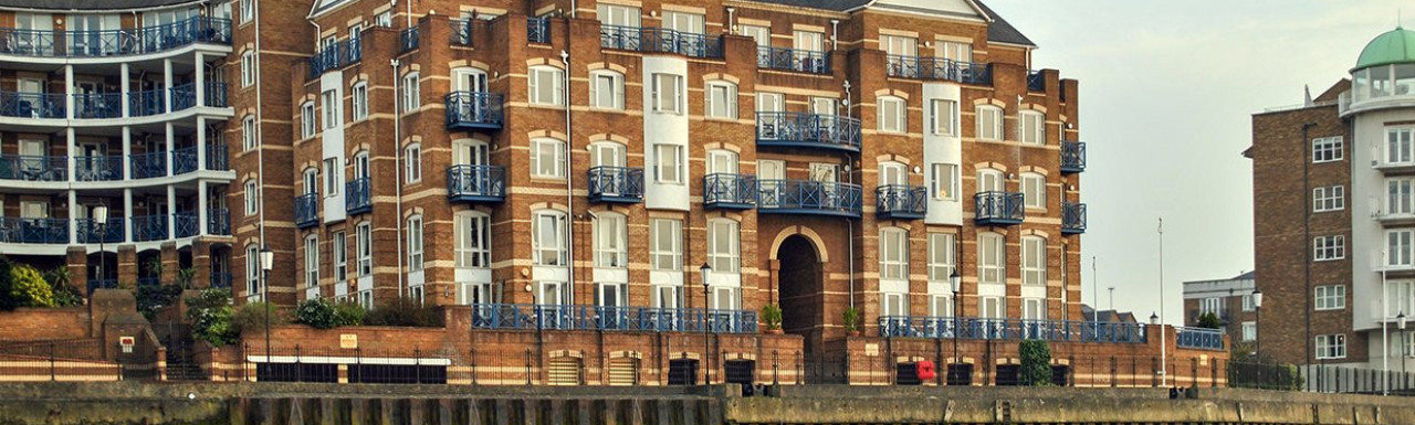 View to Blenheim Court on Rotherhithe Street from the River Thames.