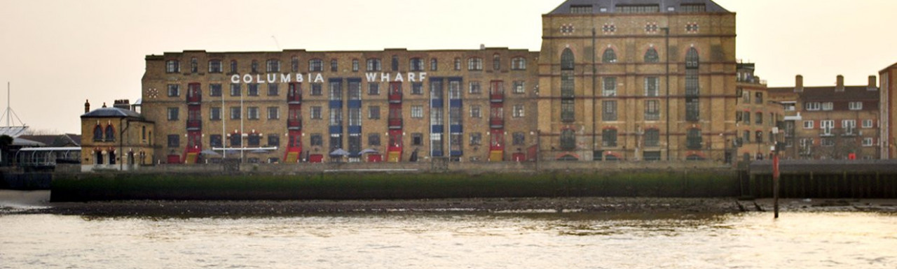 View to Columbia Wharf building from the River Thames.