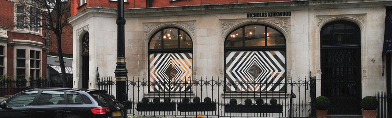 Nicholas Kirkwood shop windows at 5 Mount Street in 2013.
