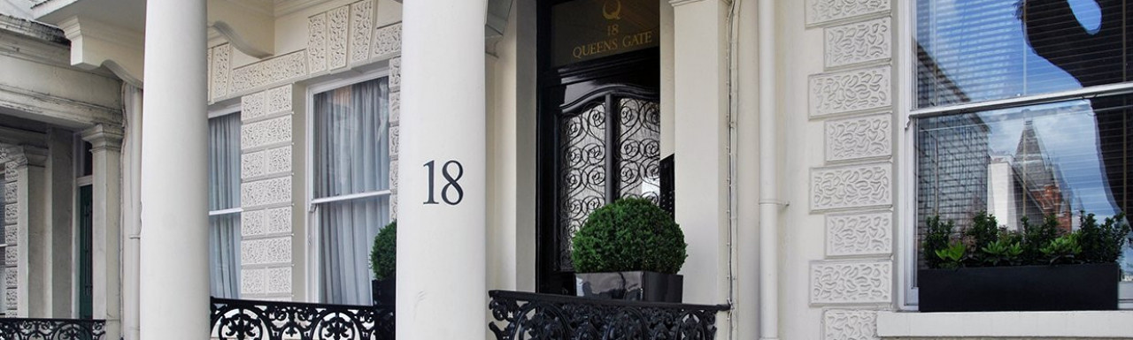 Entrance to 18 Queen's Gate in South Kensington, London SW7.