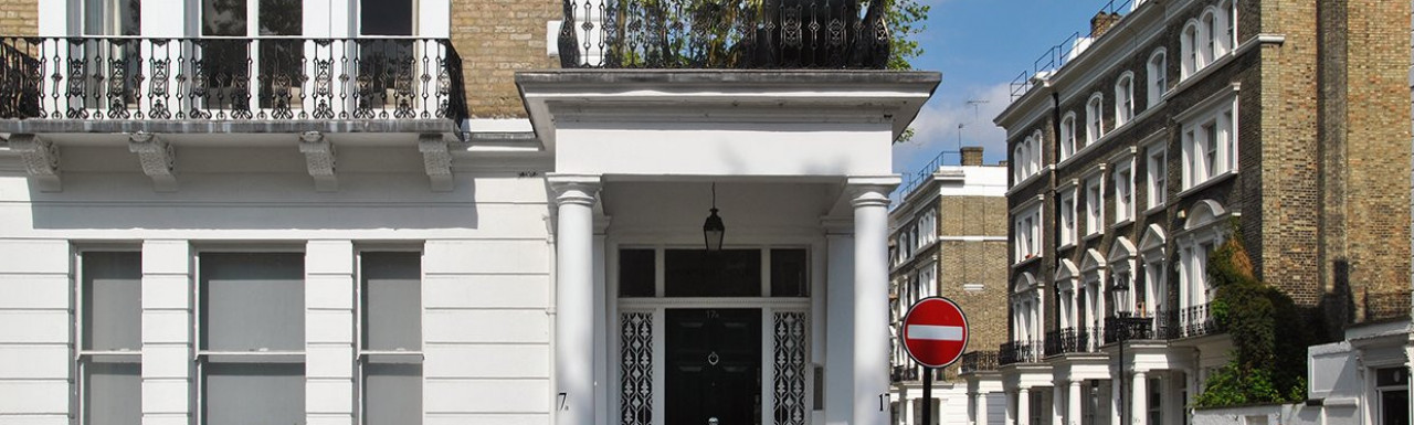 Doric portico at Grade II listed 17a Onslow Gardens in London SW7.
