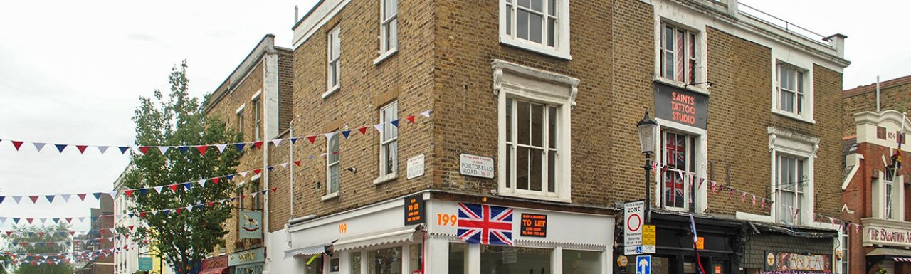 199 Portobello Road on the corner of Blenheim Crescent in Notting Hill, London W11.