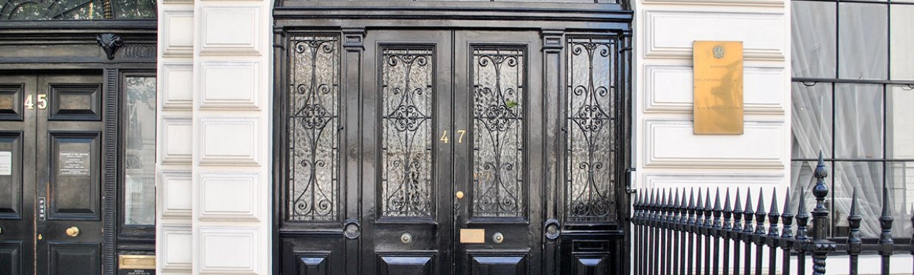 Entrance to 47 Portland Place, London W1.