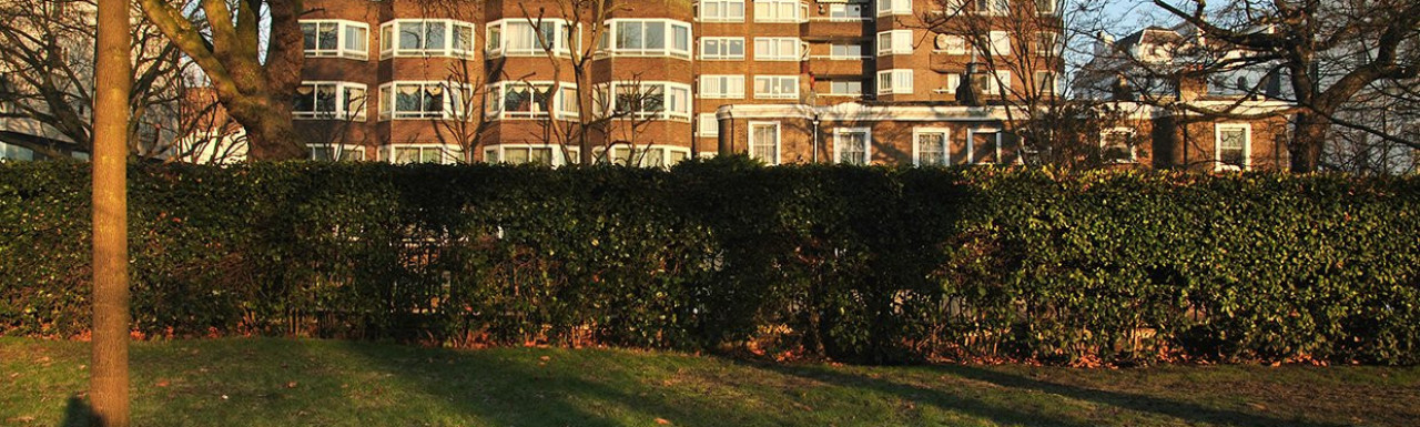 View to Hyde Park Towers building from Kensington Gardens in 2013