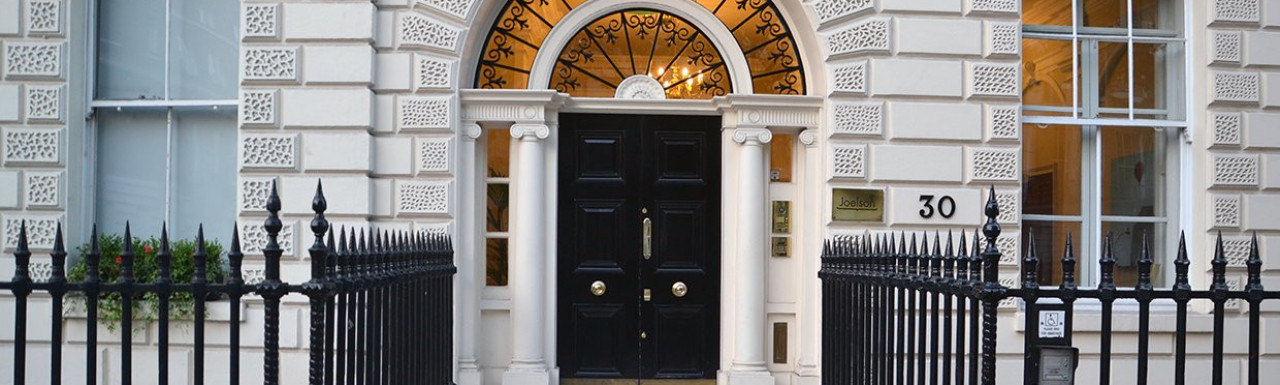 Entrance to 30 Portland Place building in 2018.