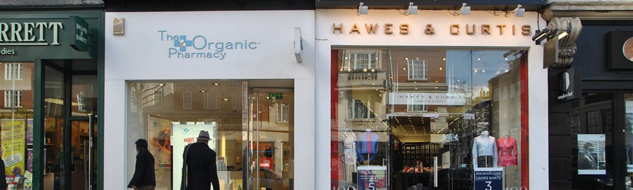 The Organic Pharmacy and Hawes & Curtis at 169 and 171 Kensington High Street back in 2014.