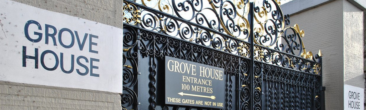 Grove House gates on Prince Albert Road - Entrance 100 metres, this gate is not in use!