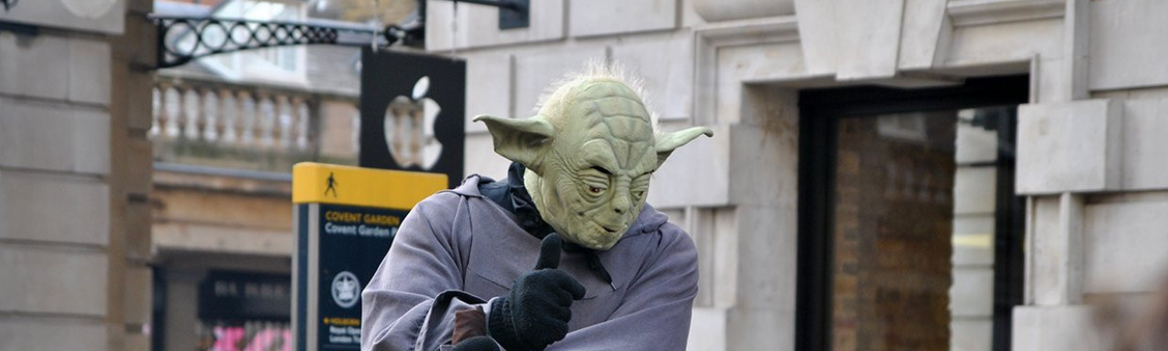 Yoda outside the Apple store at The Piazza Covent Garden.