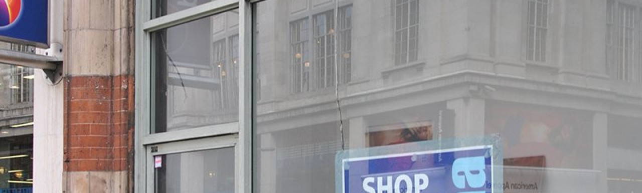 Shop to let by David Menzies Associates at 55-61 Kensington High Street in April 2013.