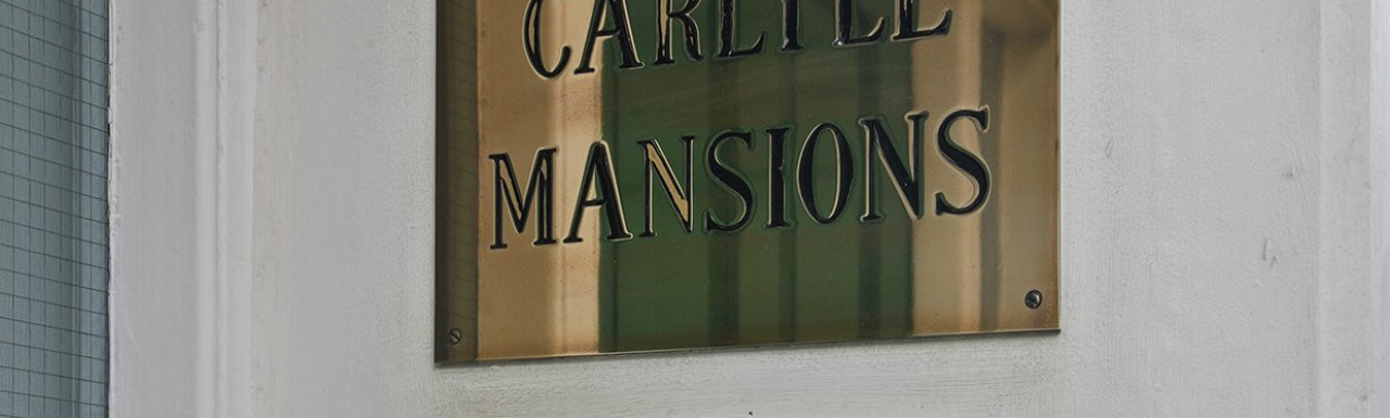 Carlyle Mansions on Kensington Mall in Kensington, London W8.