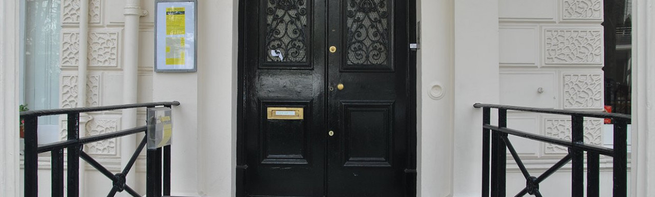 Entrance to 62 Queen's Gardens house in Bayswater, London W2.