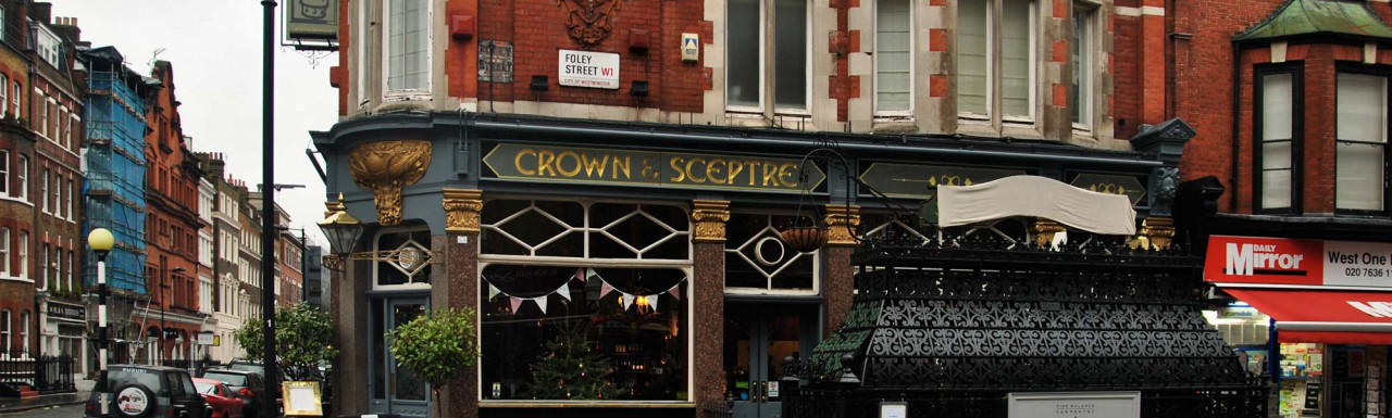 Crown and Sceptre pub at 86 Great Titchfield Street. 