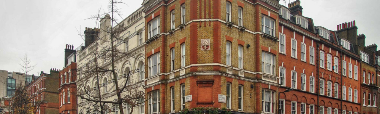 71 Great Titchfield Street building on the corner of Langham Street in Fitzrovia, London W1.