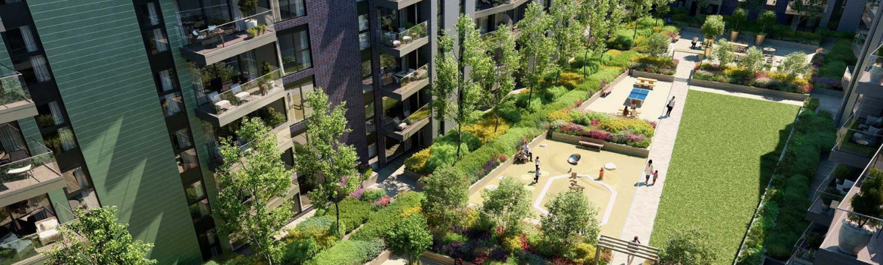 CGI Courtyard at Greenwich Square by Mace Developments 