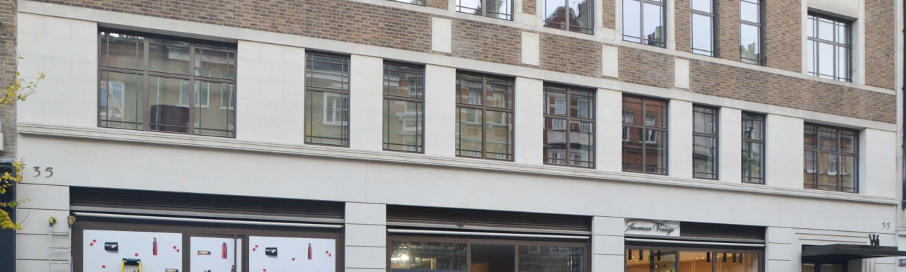 Shop to let advertised at 35 Marylebone High Road.