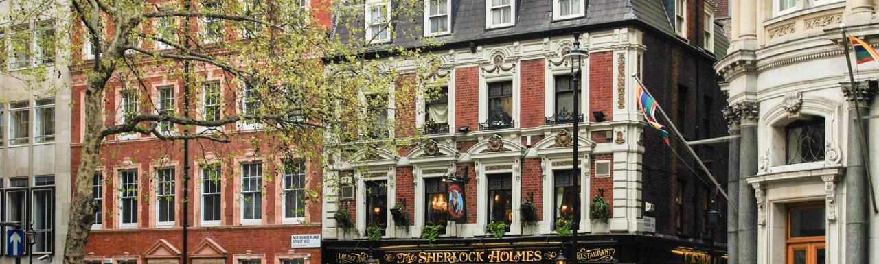 The Sherlock Holmes pub building at 10 Northumberland Street in London WC2.