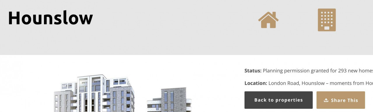 Screen capture of Hounslow Place project on Meyer Homes website.