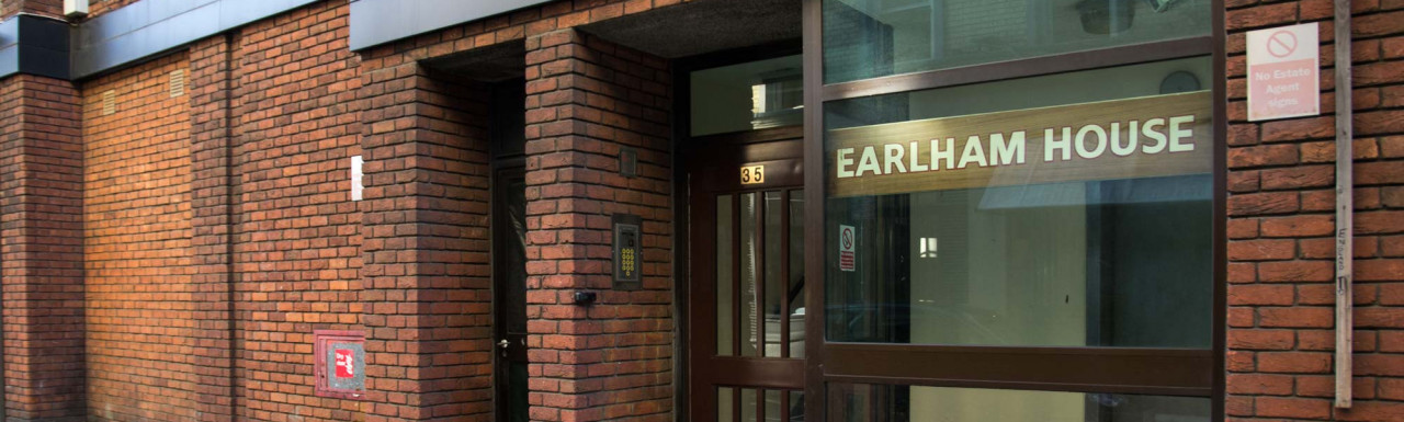 Entrance to Earlham House on Mercer Street in London WC2.