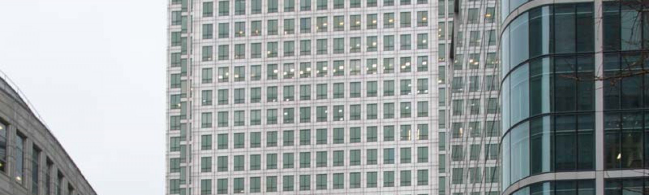 View to One Canada Square building from Reuters Plaza.