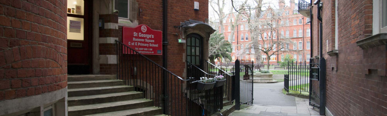 View to St George's Hanover Square Primary School and Mount Street Gardens