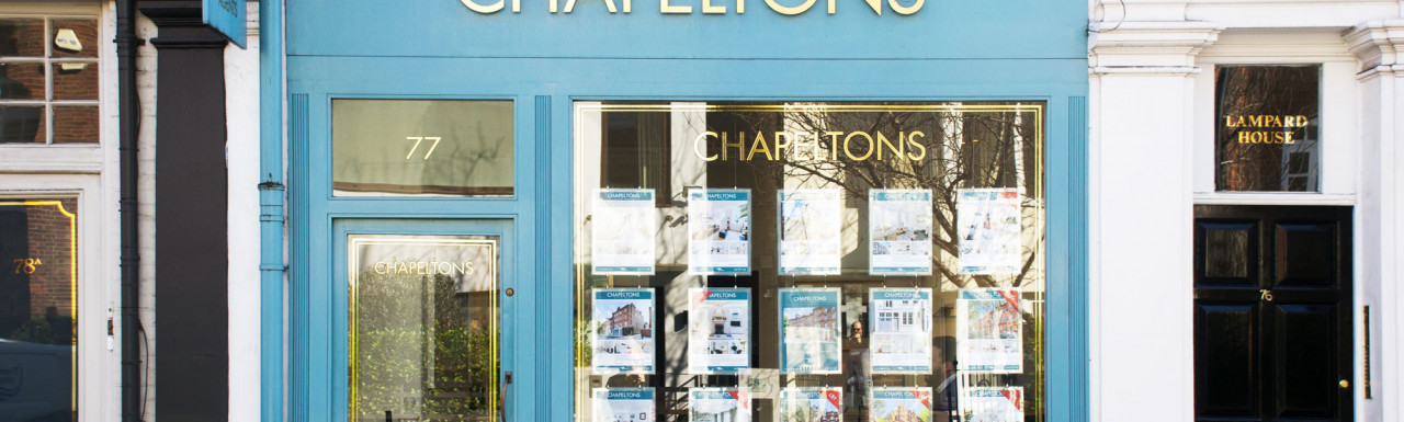 Chapeltons Estate Agents offices at 77 Royal Hospital Road in Chelsea, London SW3.