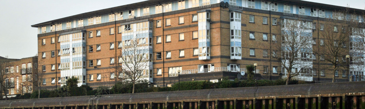Phoenix Court apartments overlooking the River Thames in Isle of Dogs, London E14.