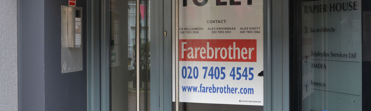 Farebrother advertises office space to let at Rapier House in June 2019.