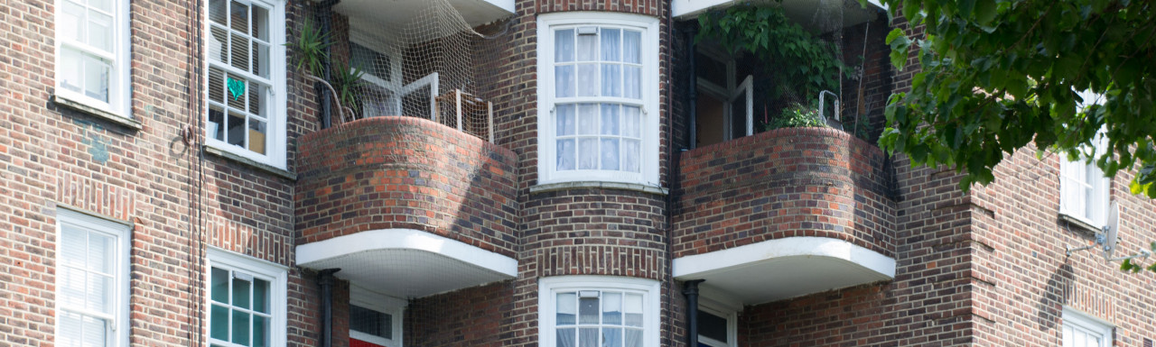 Nottingwood House balconies on Walmer Road, London W10.