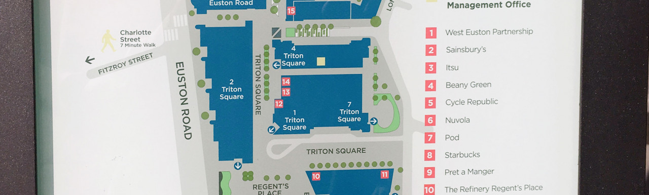 Regent's Place site map at 350 Euston Road.