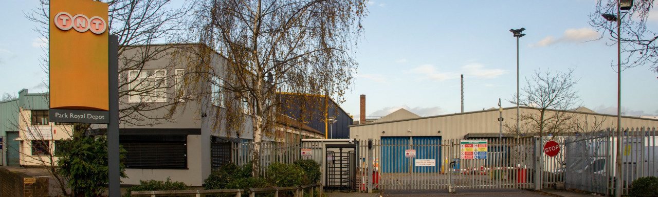 Entrance to TNT Park Royal Depot on Chase Road in North Acton, London NW10.
